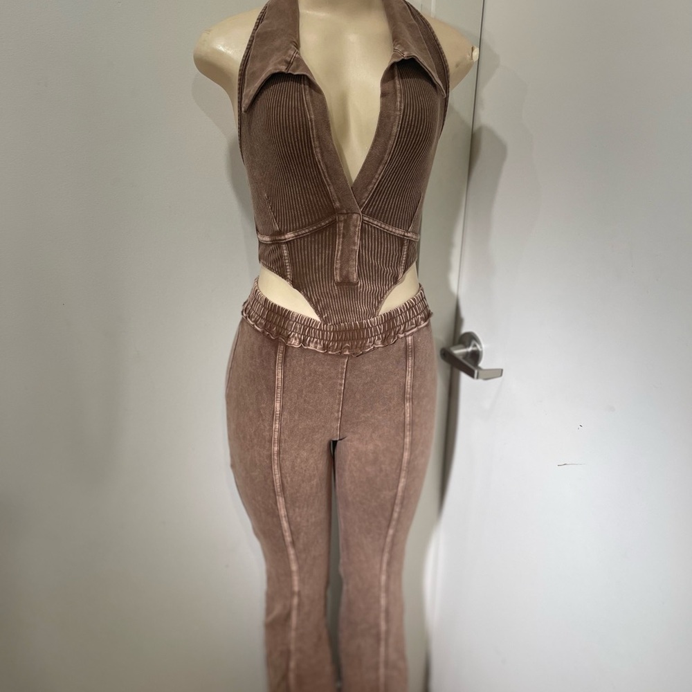 Brown Halter Jumpsuit